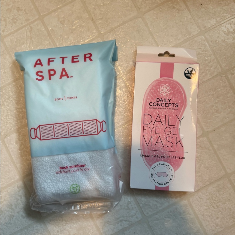 After Spa Back Scrubber and Daily Concepts Eye Gel Mask Set